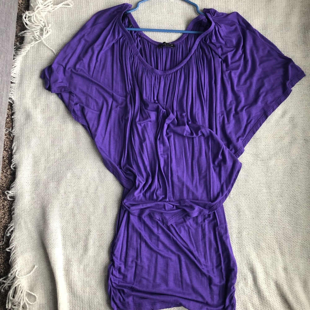 Off the shoulder purple dress